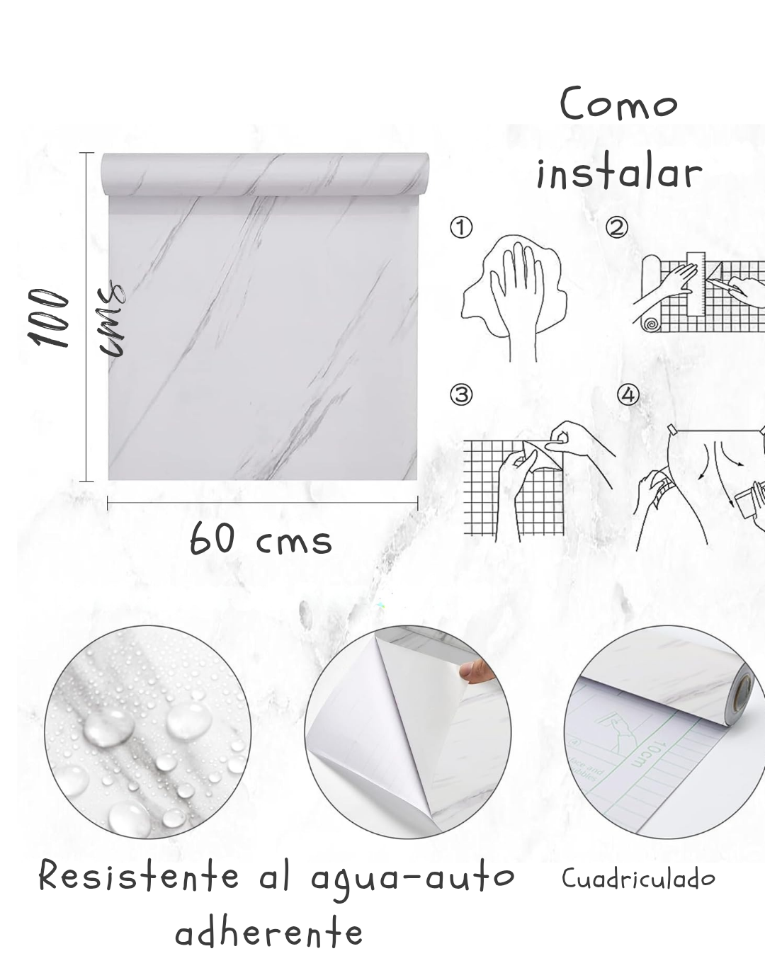 Rollo Autoadhesivo de Mármol 10 metros