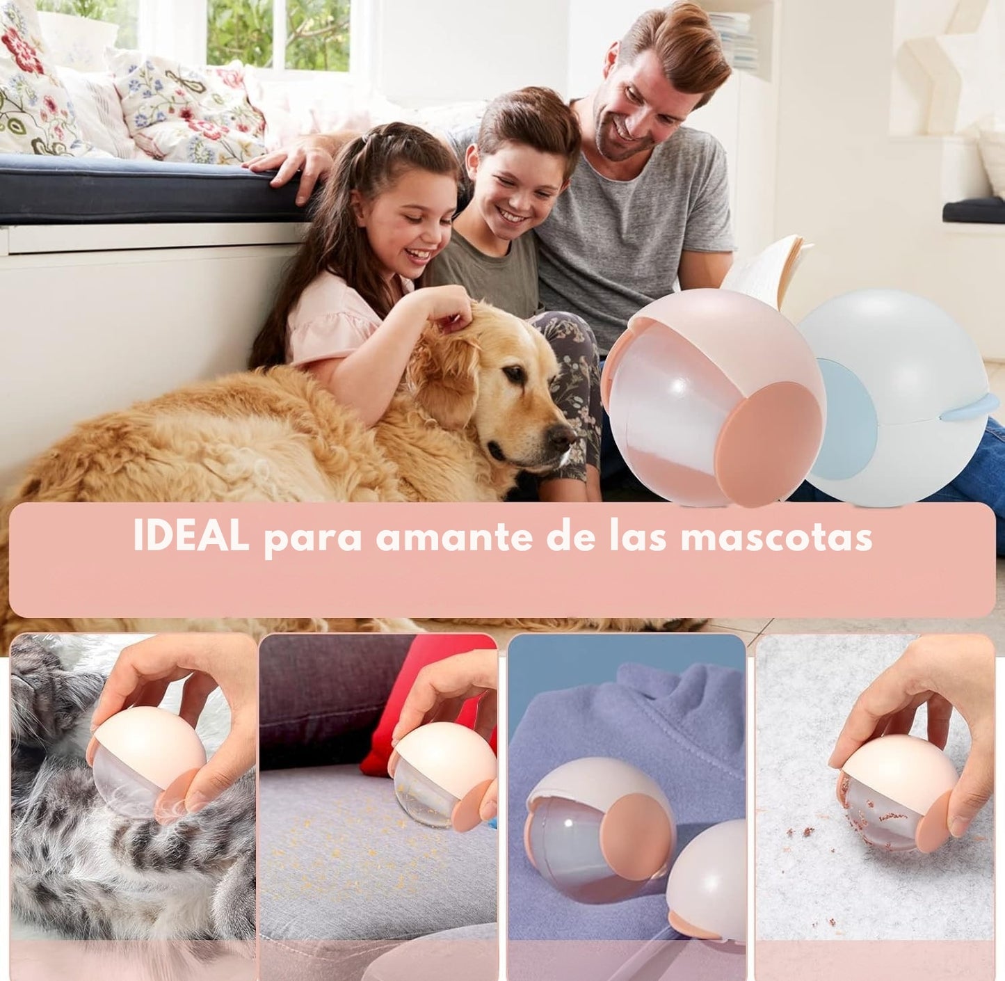 Pelota Pegajosa Quitapelos y Pelusas